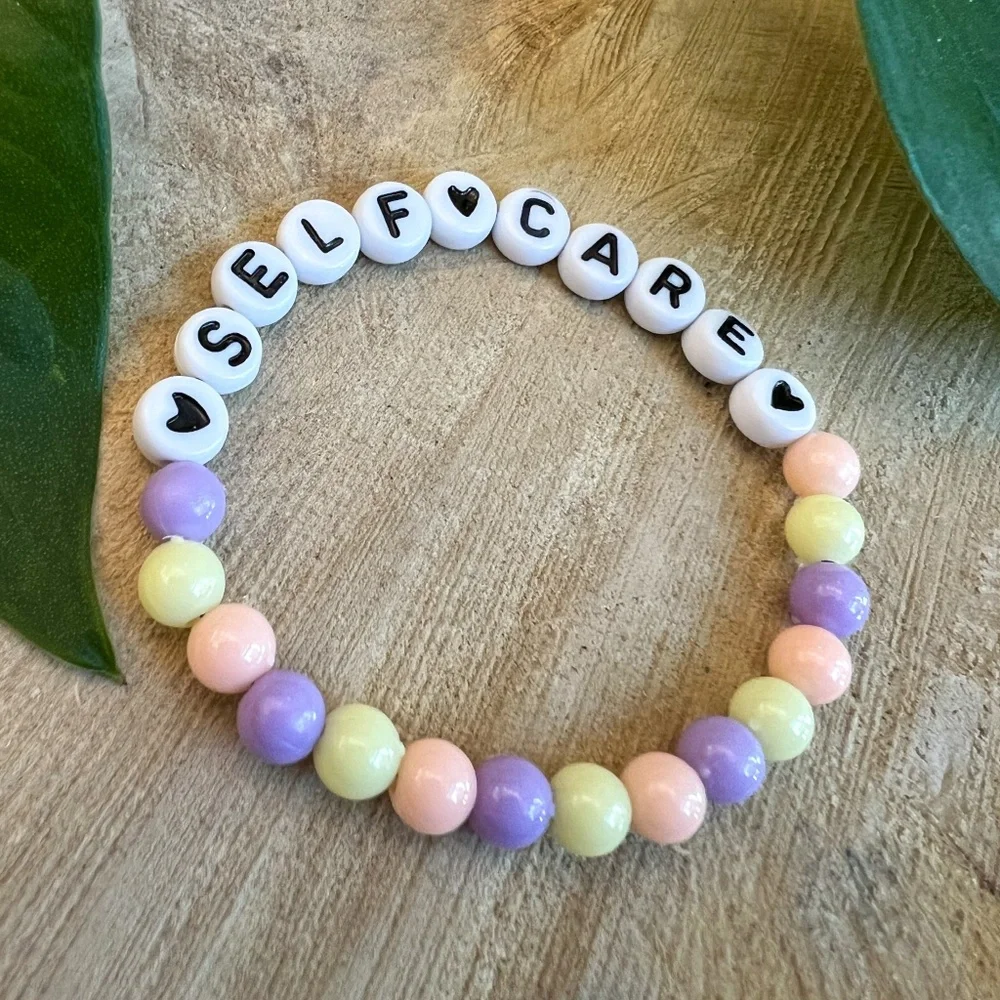 Mac Miller inspired "Self Care" Beaded Bracelet | Unisex | Elastic Stretch Fit - Picture 2 of 2